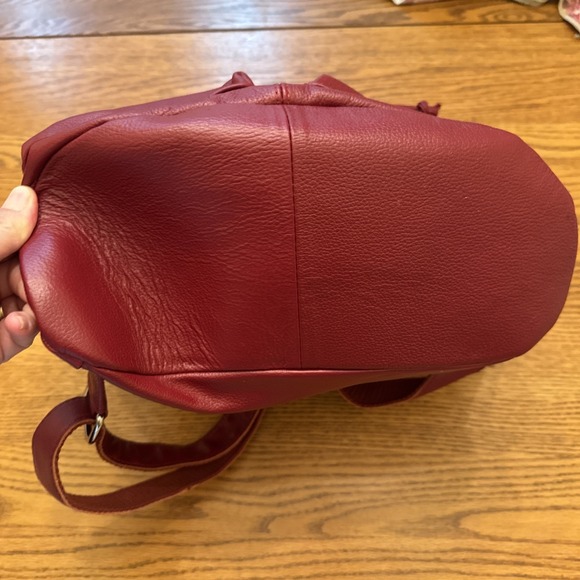 AmeriLeather Backpack Red Pebbled Soft Leather Drawstring Bag Purse Clean Boho main image 10